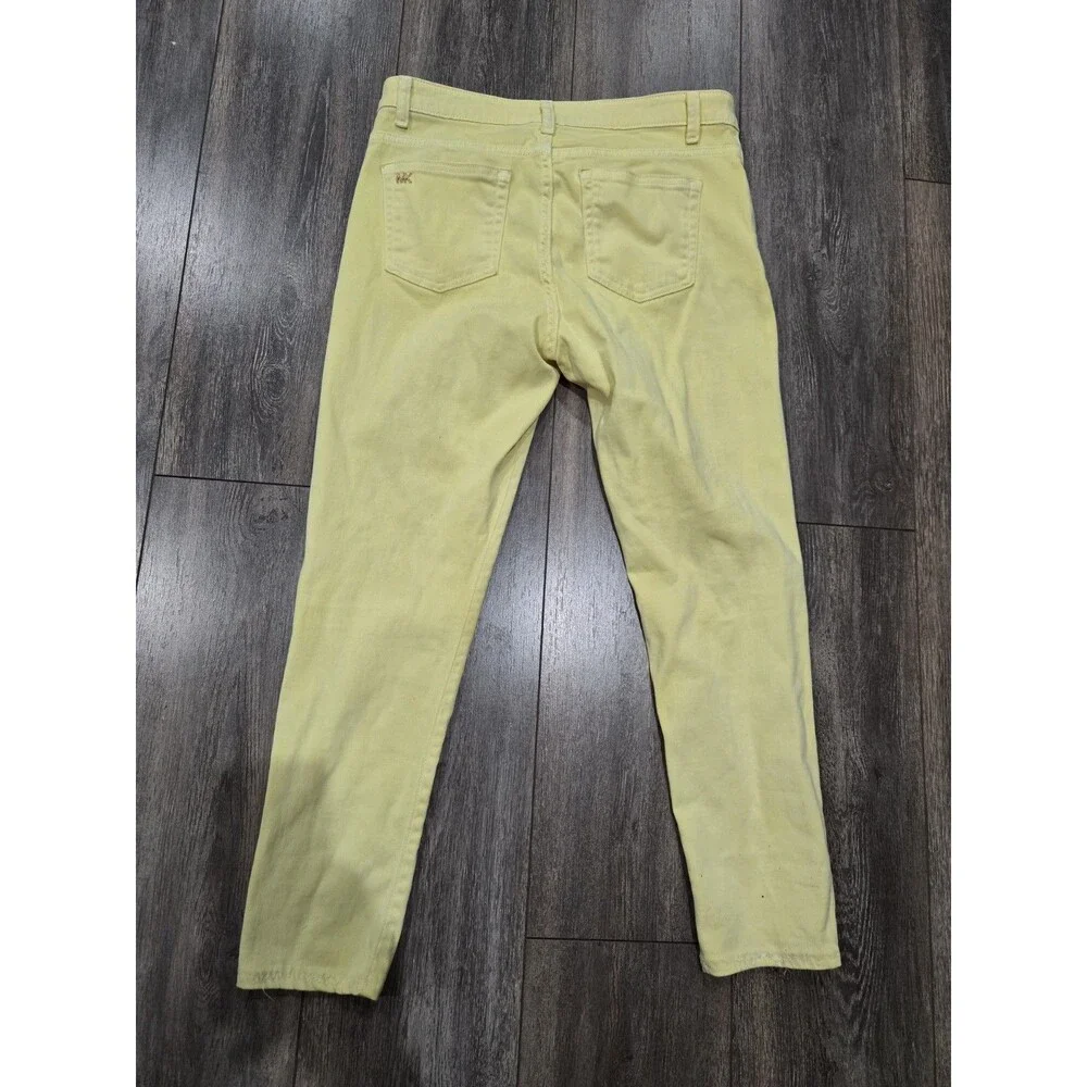 Michael Kors Izzy Womens Size 8 Yellow Skinny Jeans Stretch Denim Mid Rise
